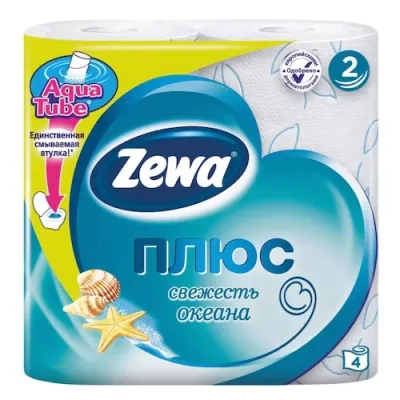 ZEWA ПЛЮС бумага туалетная океан 2сл. 4рулона__